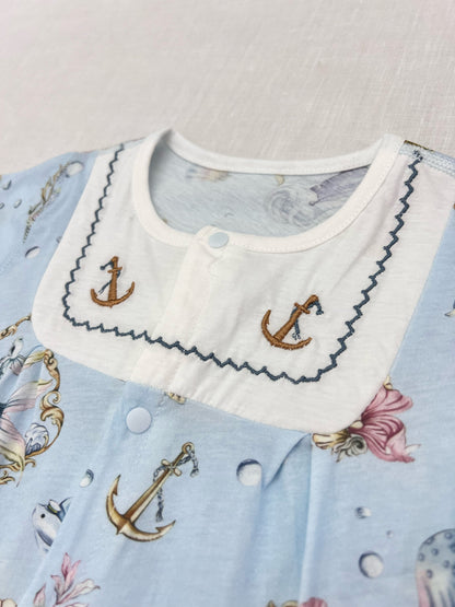 Sea Blue Silky Cotton Romper