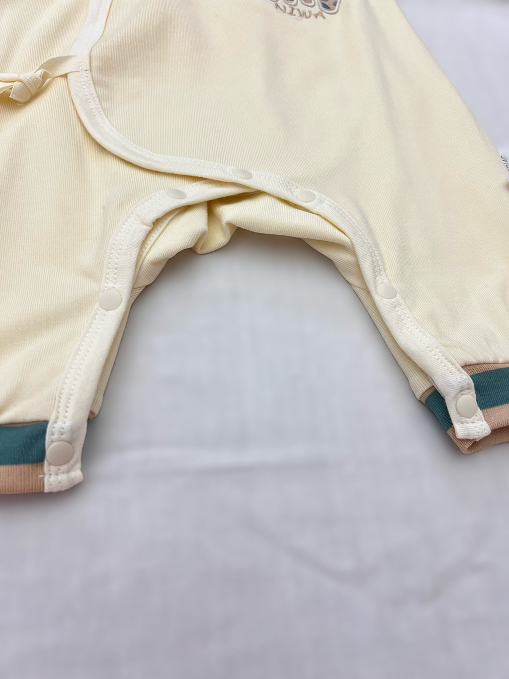 Dog Beige & Green Double Breasted Thick Cotton Overall