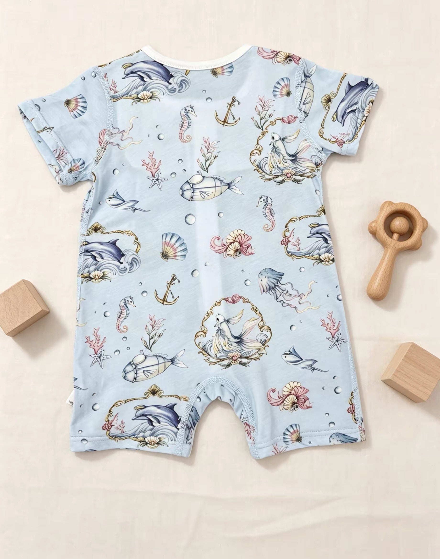 Sea Blue Silky Cotton Romper