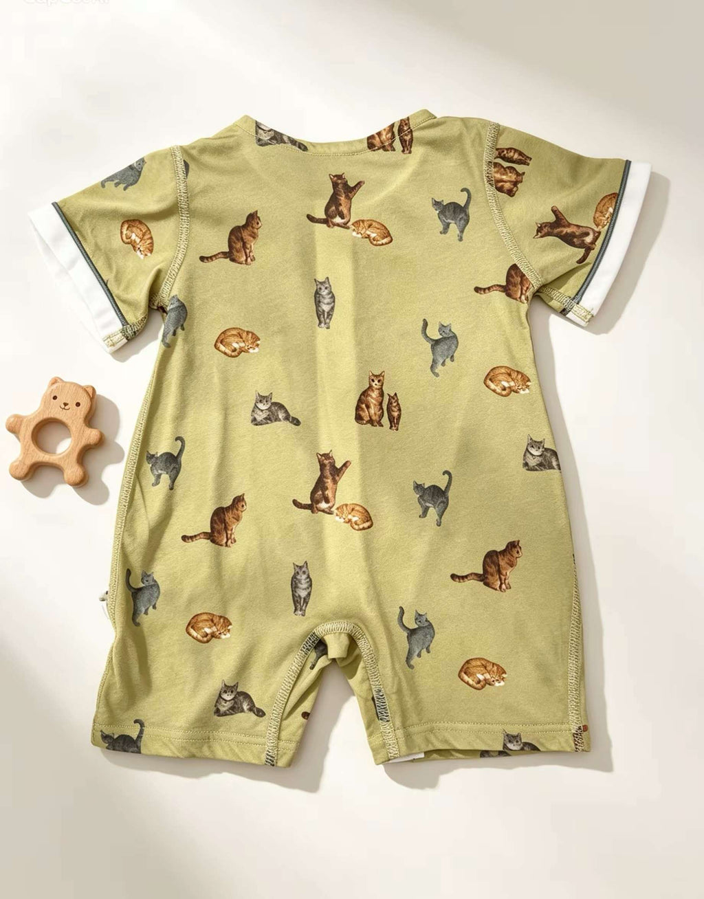 Green Cat Collar Silky Cotton Romper