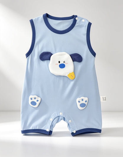 Animals Sleeveless Silky Cotton Romper