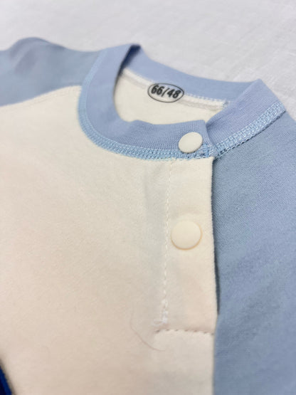 Dog Beige & Blue Cotton Overall
