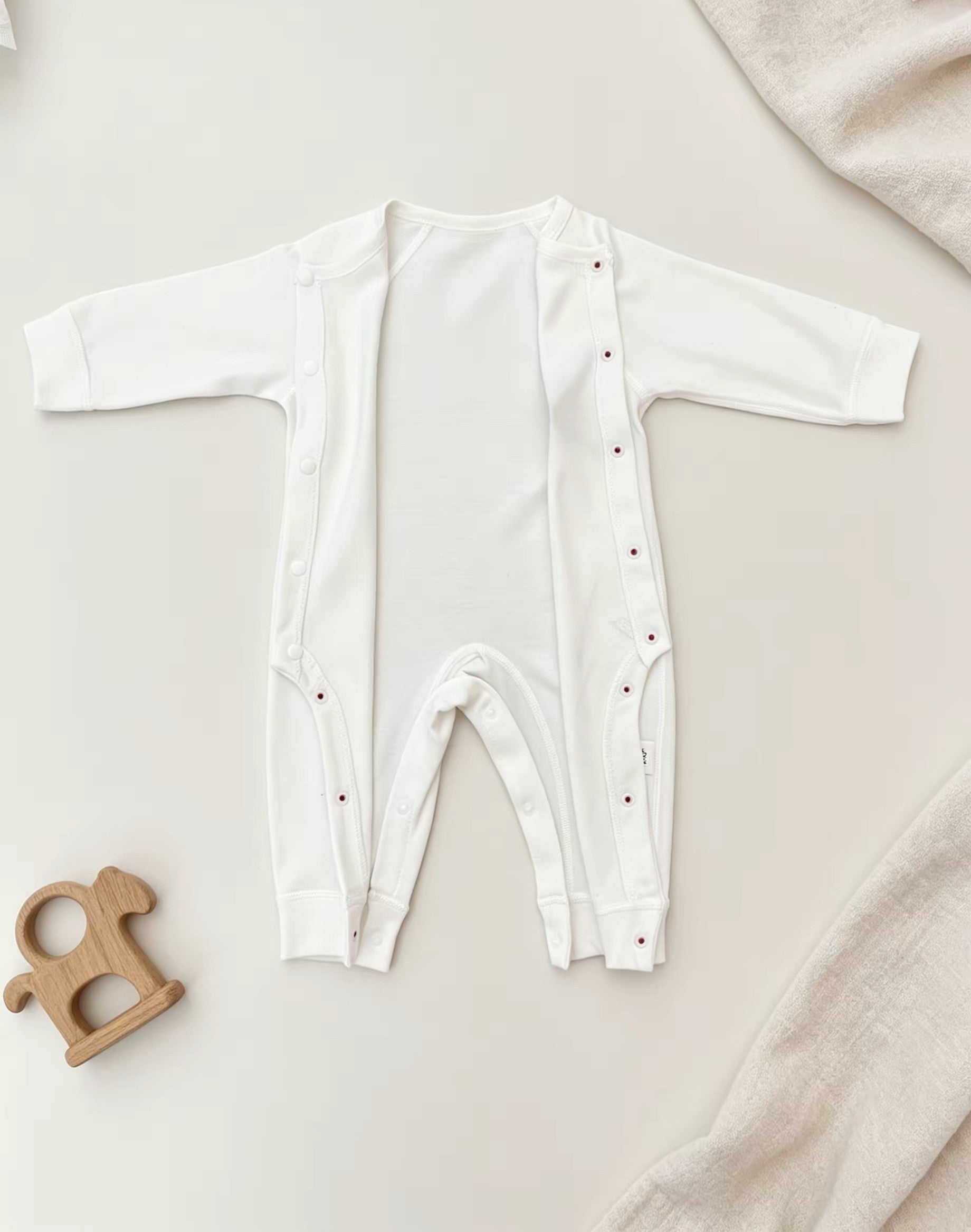 White & Red Embroidered Apple Cotton Overall