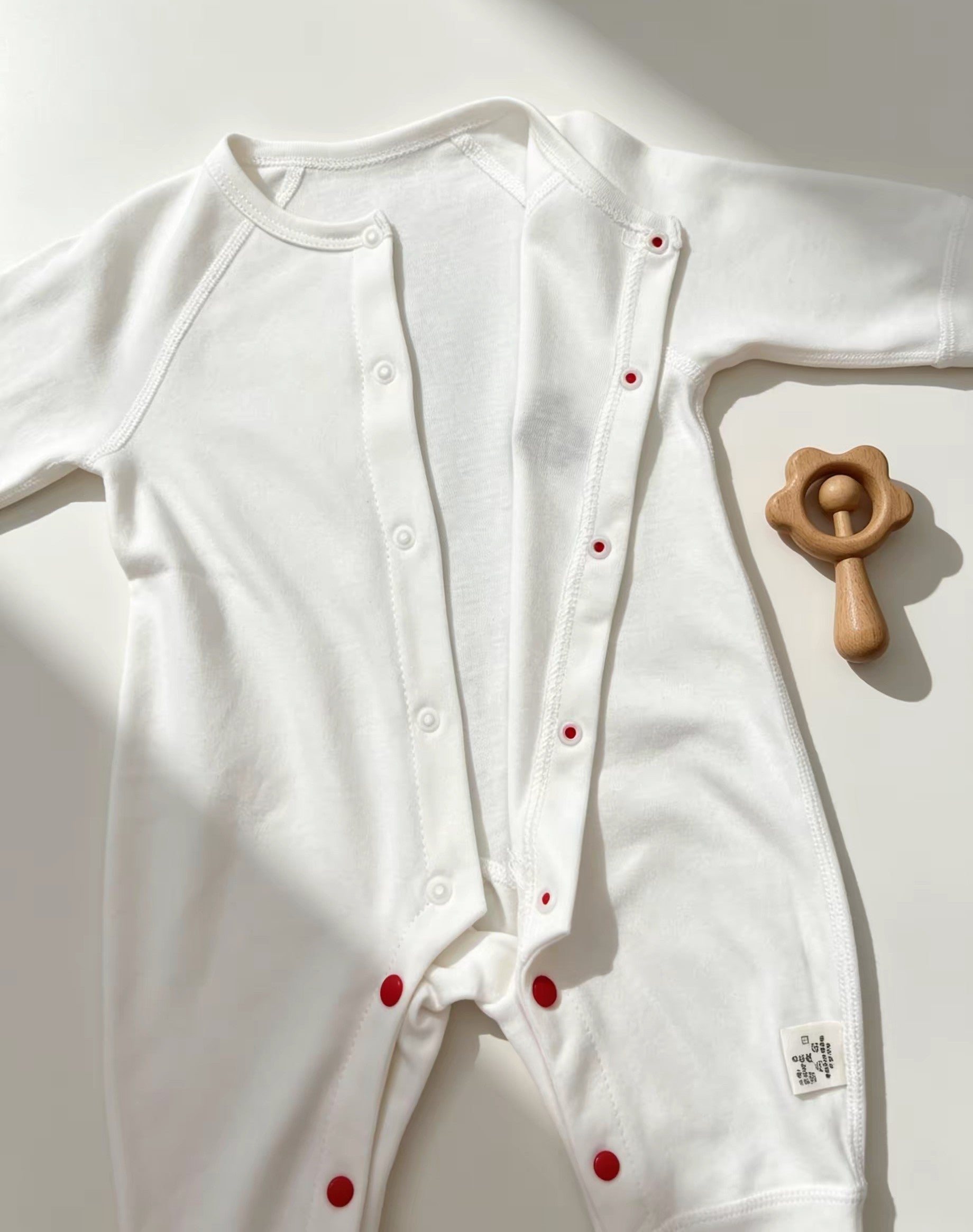 White & Red Embroidered Apple Cotton Overall