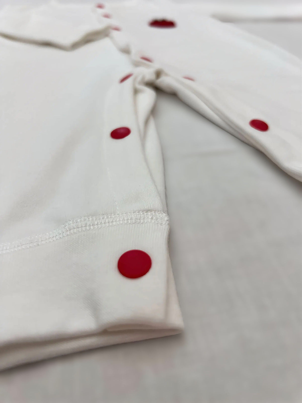 White & Red Embroidered Apple Cotton Overall