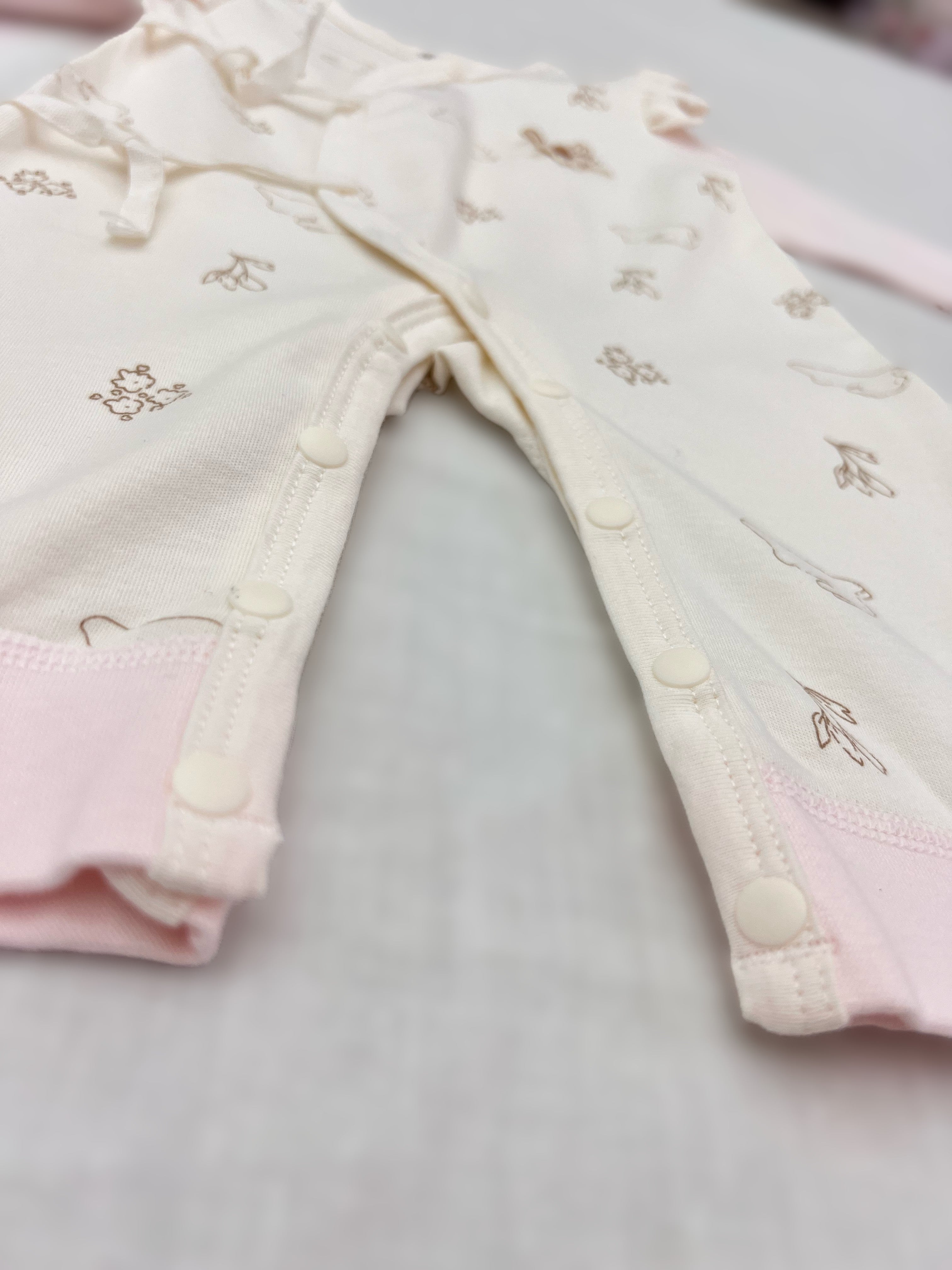 Pink & White Ruffles Double Breasted Cotton Overall