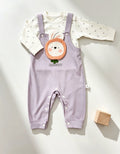Purple & White Cotton Salopette Overall 2 Pcs