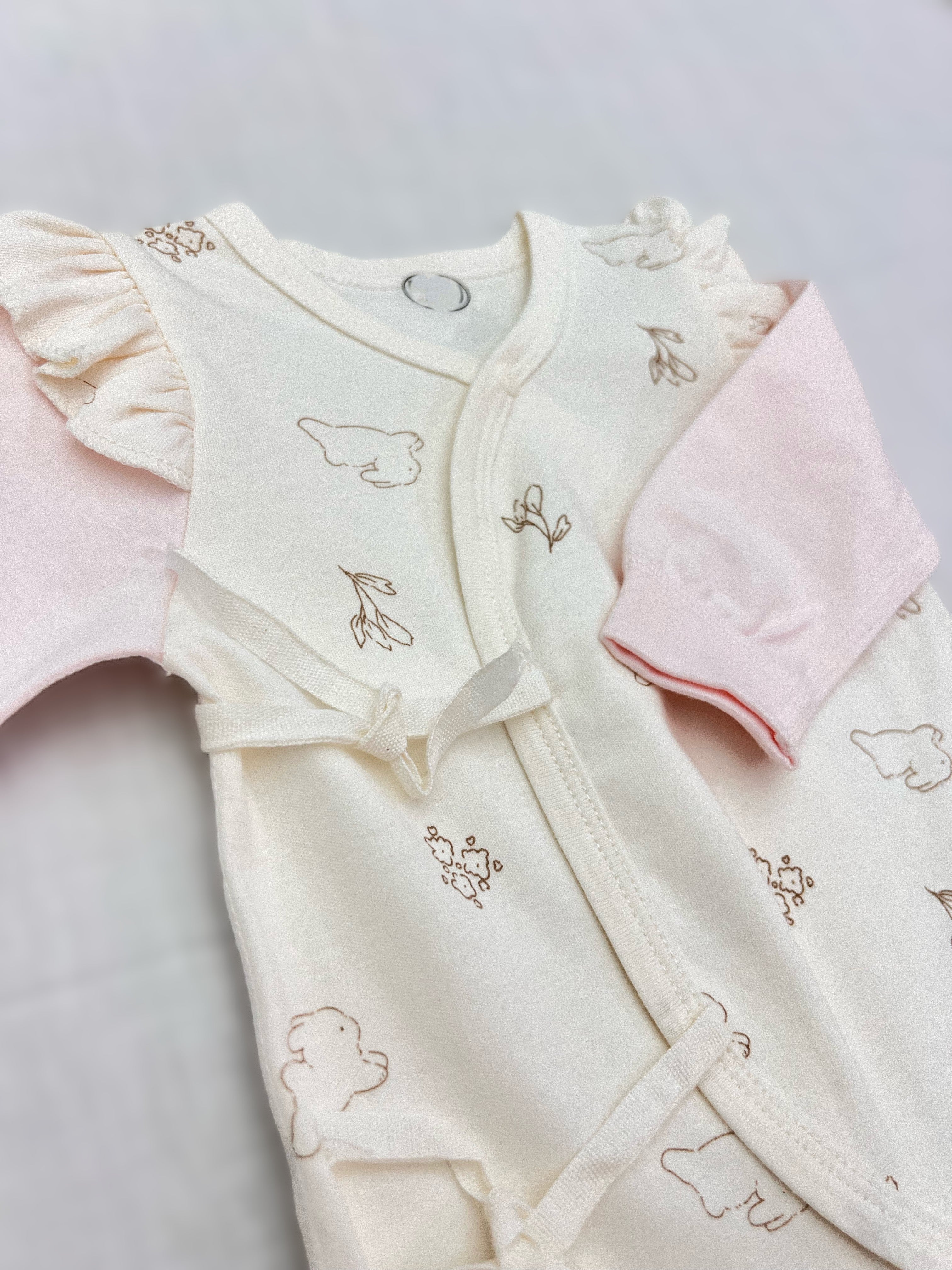 Pink & White Ruffles Double Breasted Cotton Overall