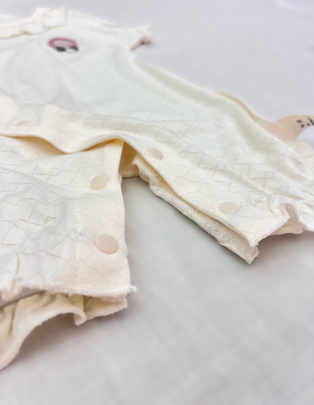 Beige Embroidered Cotton Overall With Bib