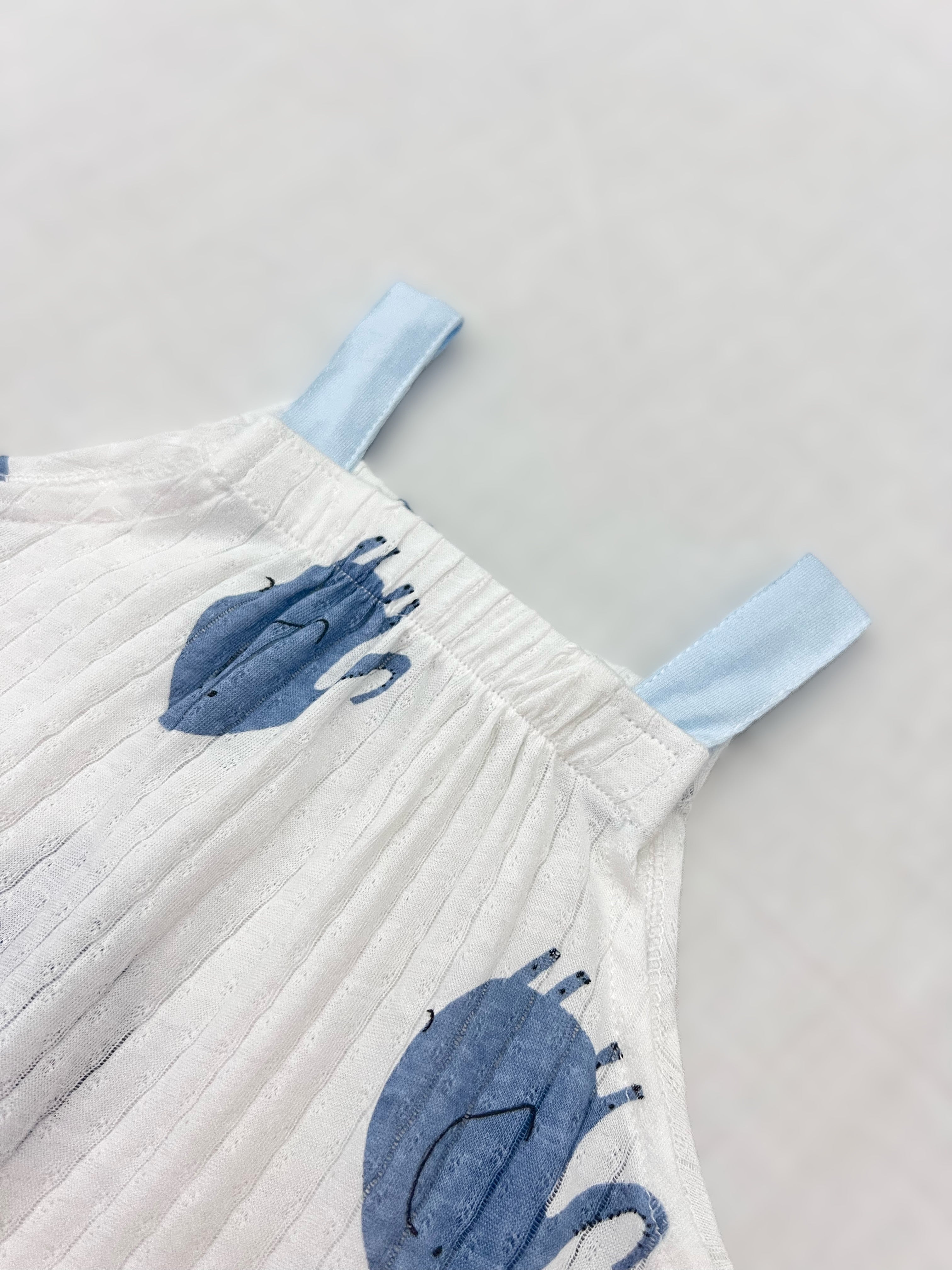 White Elephant Sleeveless Cotton Romper