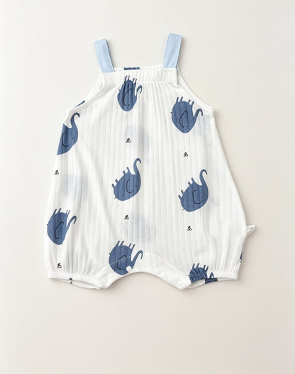 White Elephant Sleeveless Cotton Romper