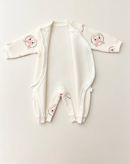 White Double Breasted Thick Winter Cotton Overall