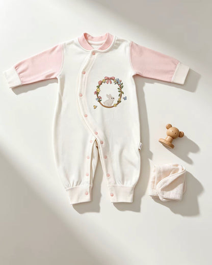 Pink & White Rabbit Cotton Overall