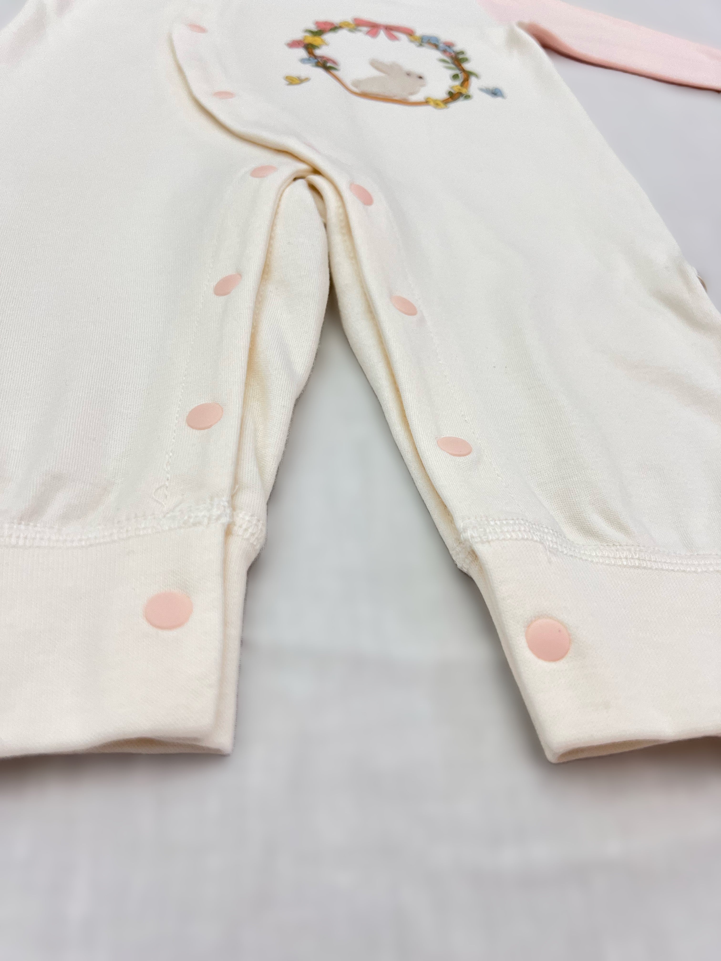 Pink & White Rabbit Cotton Overall