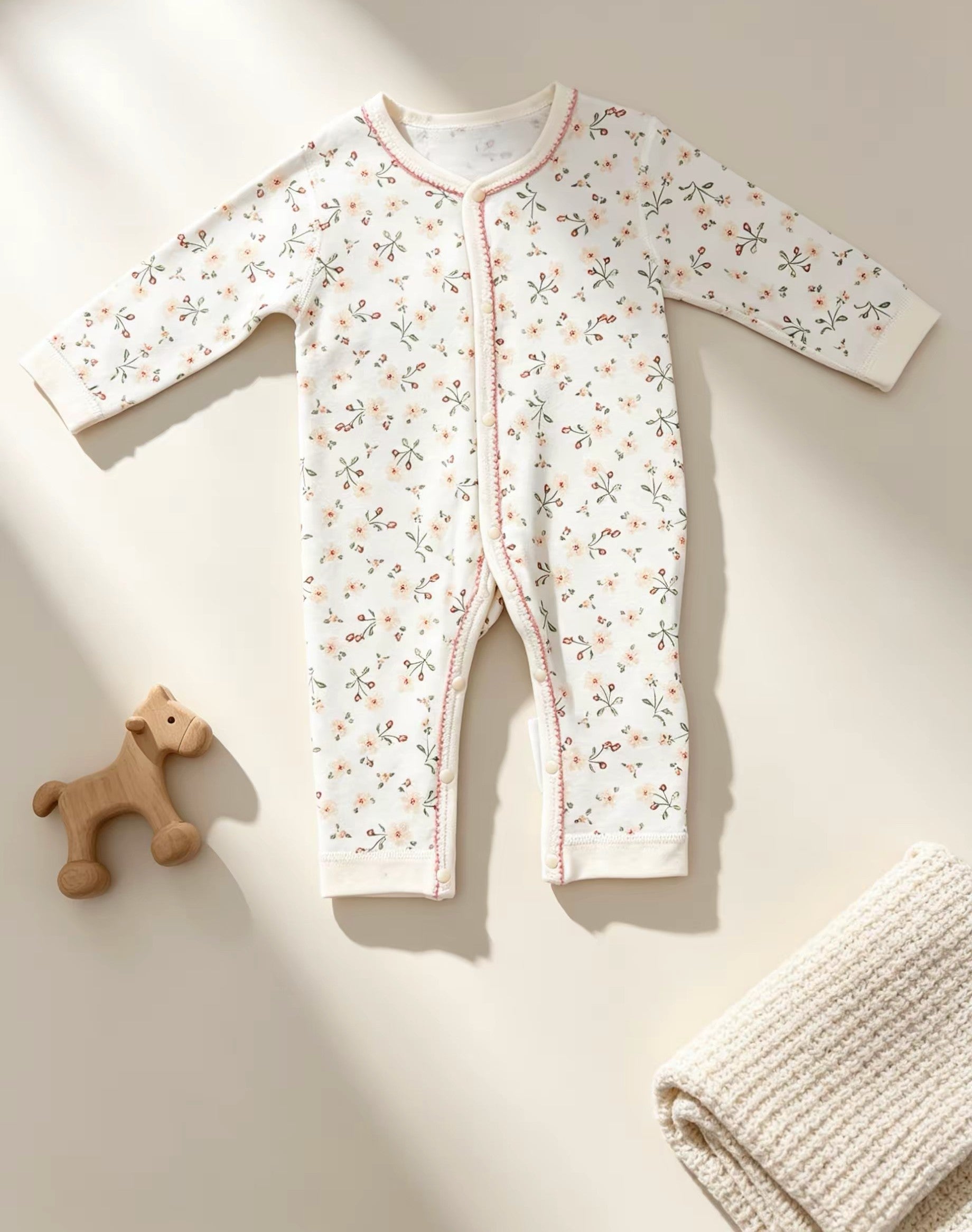 White Floral Cotton Overall