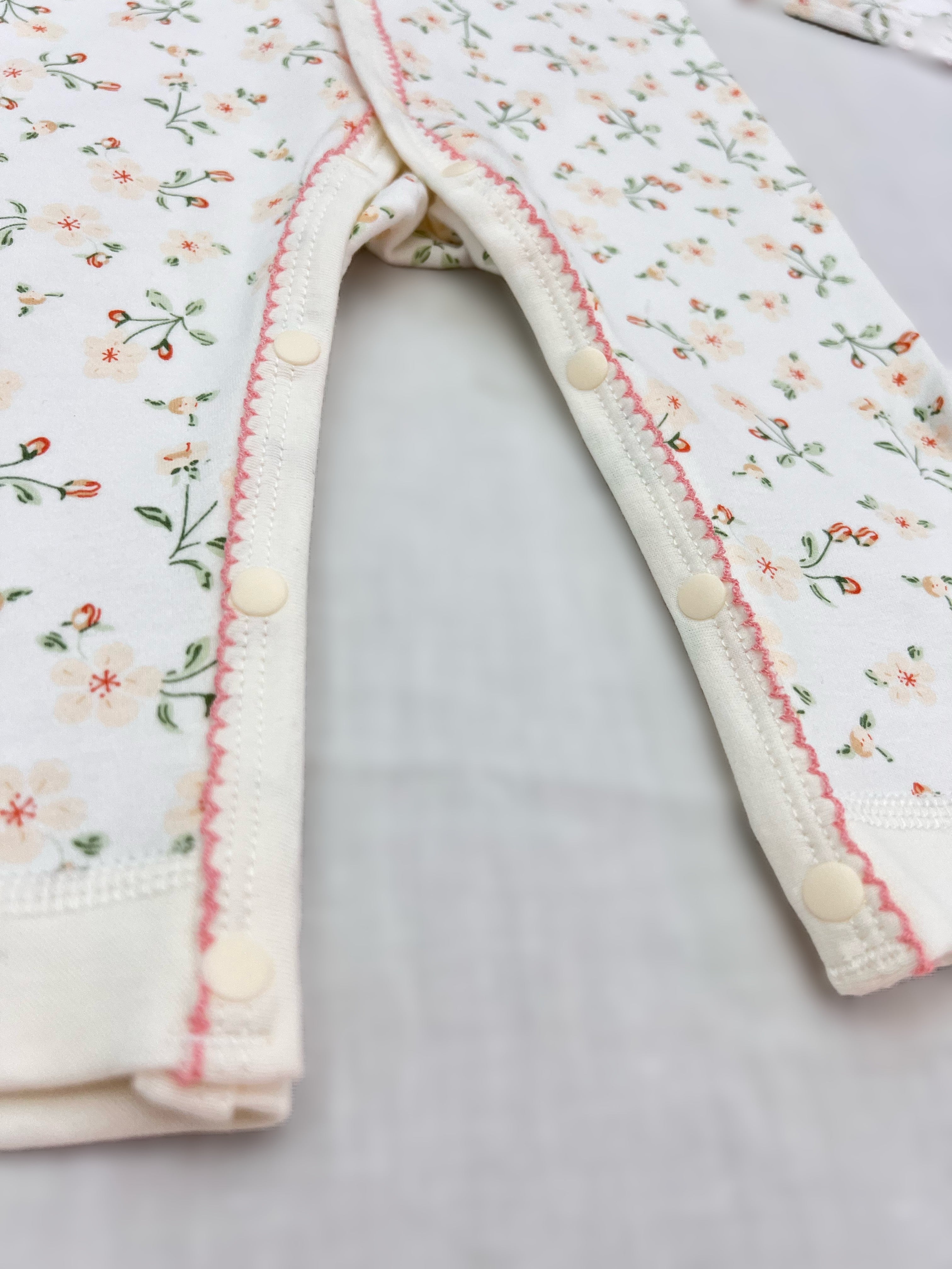 White Floral Cotton Overall