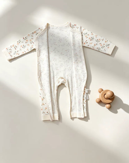 White Floral Cotton Overall