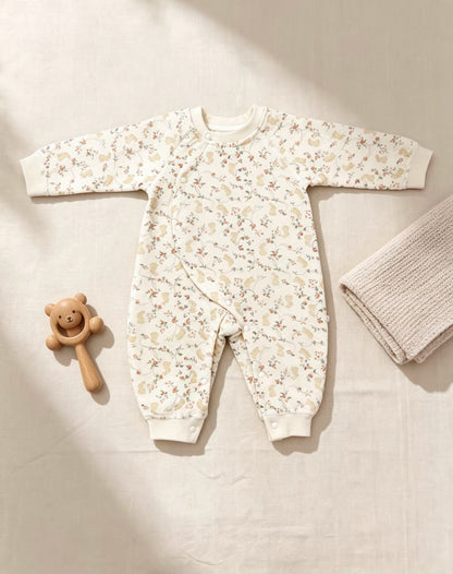 Beige Rabbit Winter Thick Cotton Overall