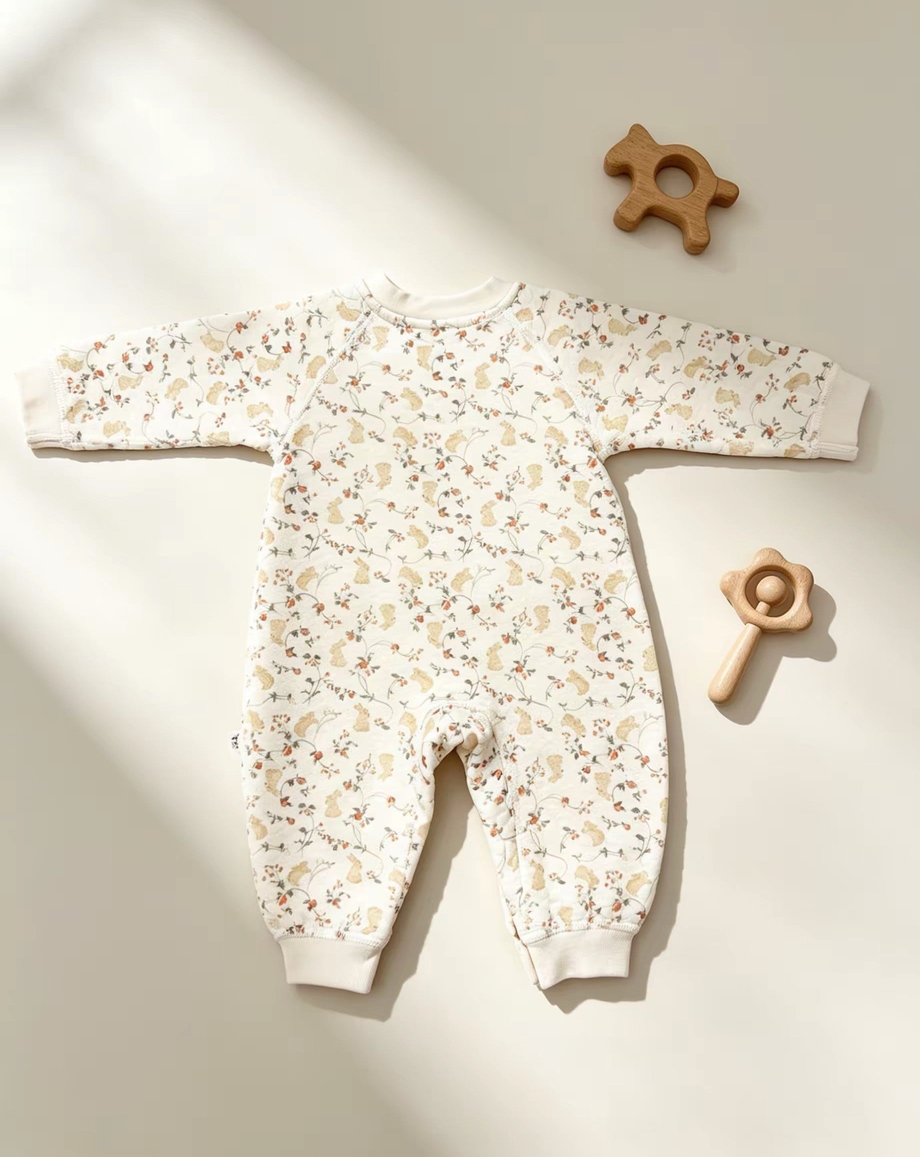 Beige Rabbit Winter Thick Cotton Overall