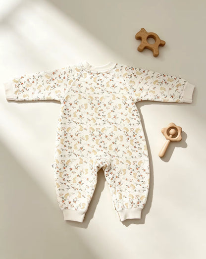 Beige Rabbit Winter Thick Cotton Overall