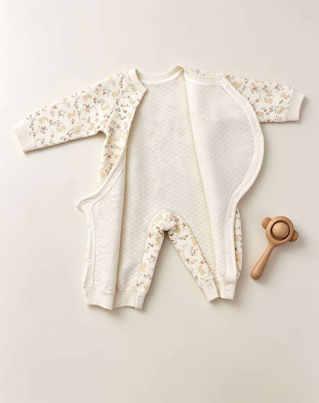 Beige Rabbit Winter Thick Cotton Overall
