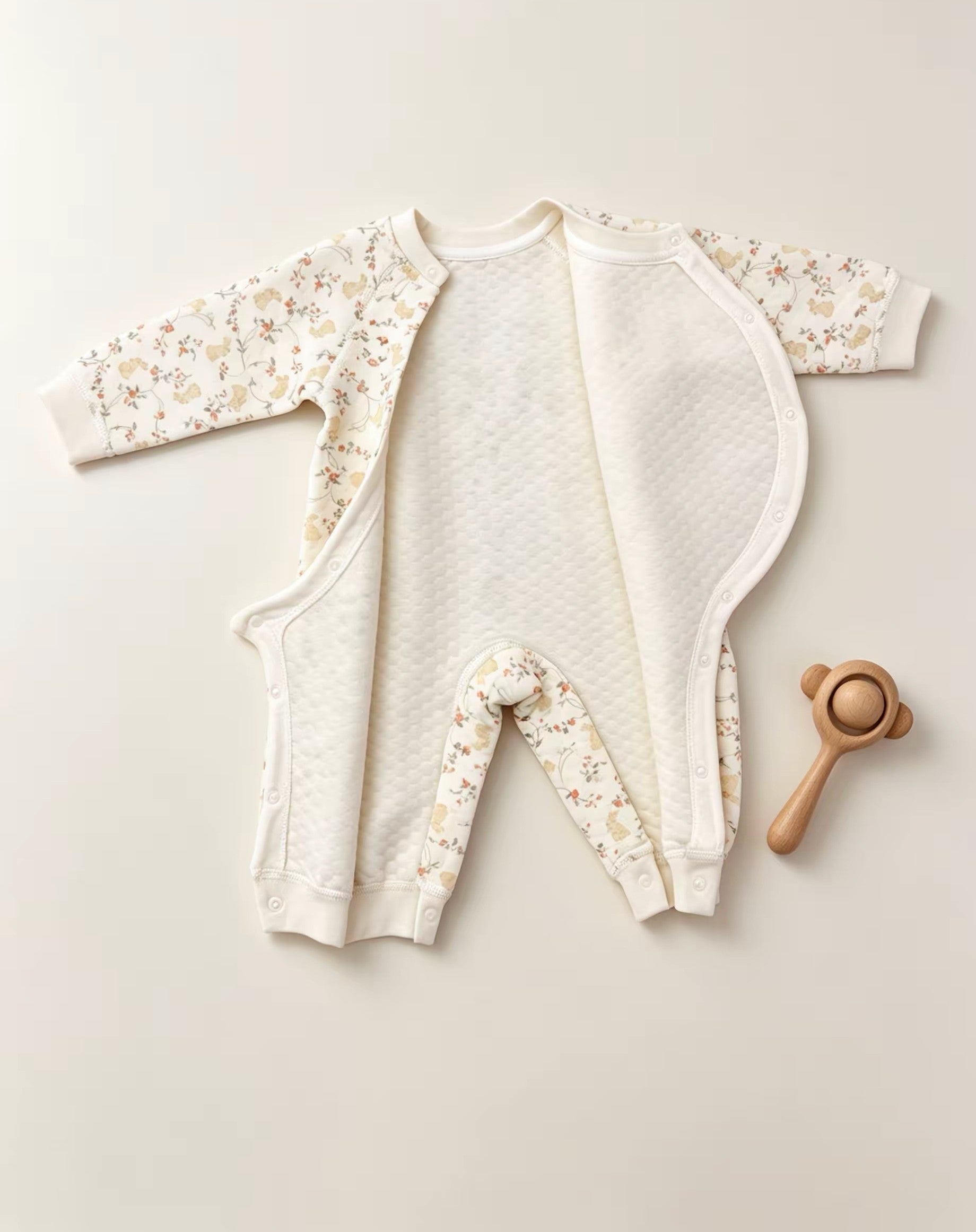 Beige Rabbit Winter Thick Cotton Overall