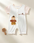 White & Beige Bear Silky Cotton Romper