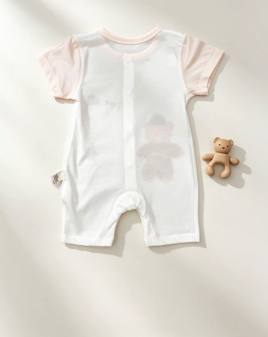White & Beige Bear Silky Cotton Romper