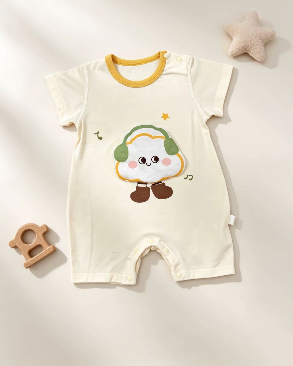Beep Yellow Cloud Silky Cotton Romper