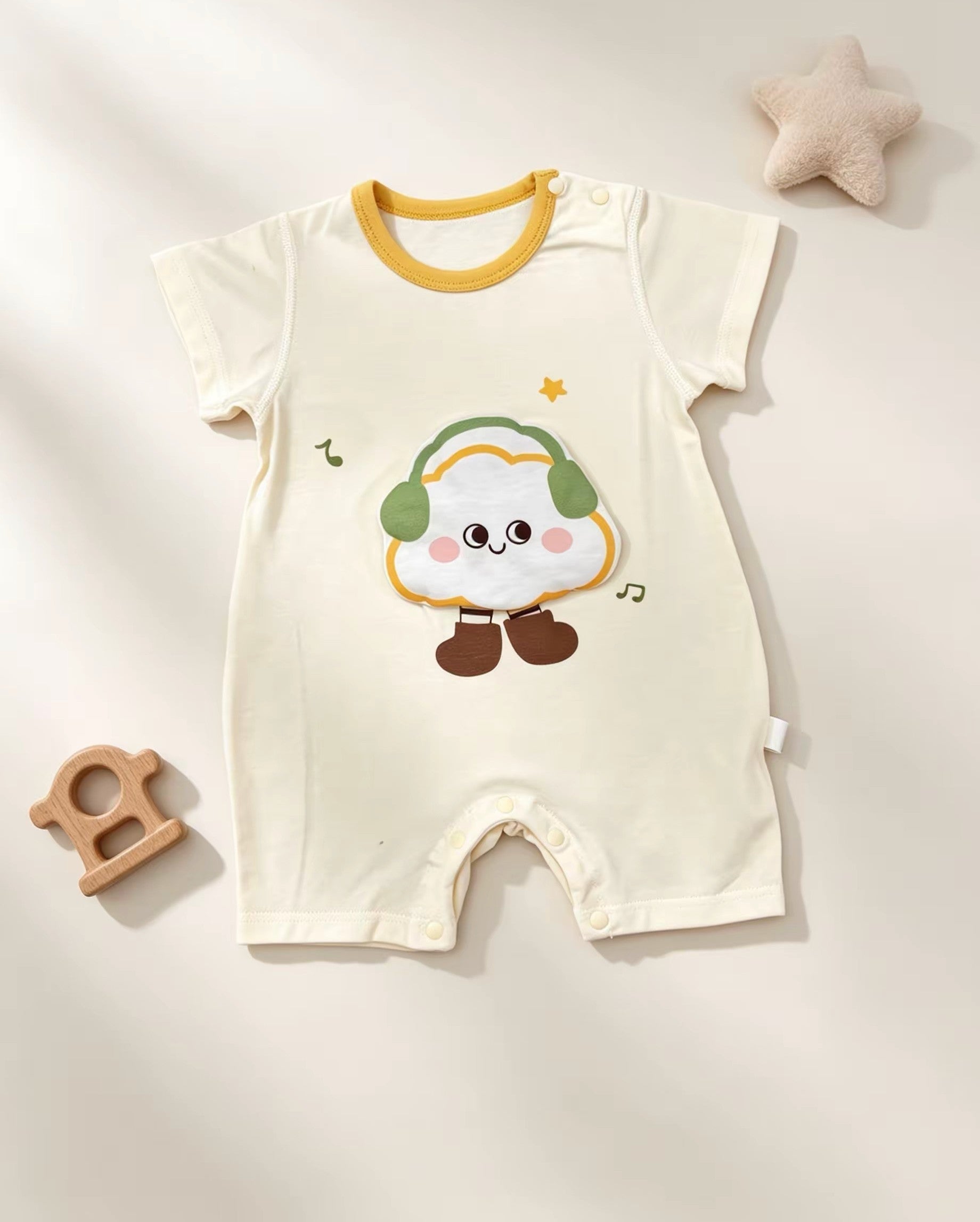 Beep Yellow Cloud Silky Cotton Romper
