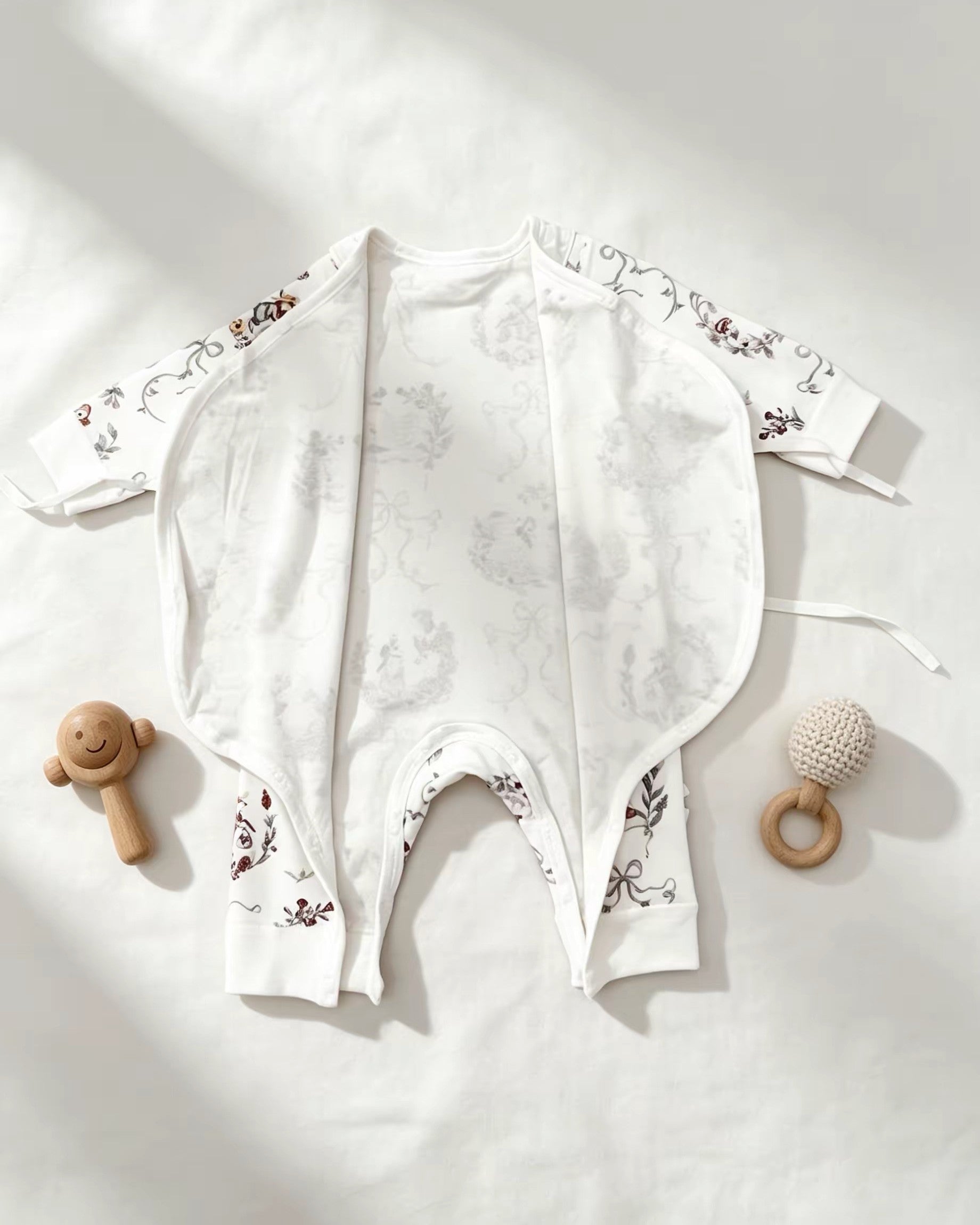 White Flower Double Breasted Cotton Overall