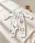 White Flower Double Breasted Cotton Overall