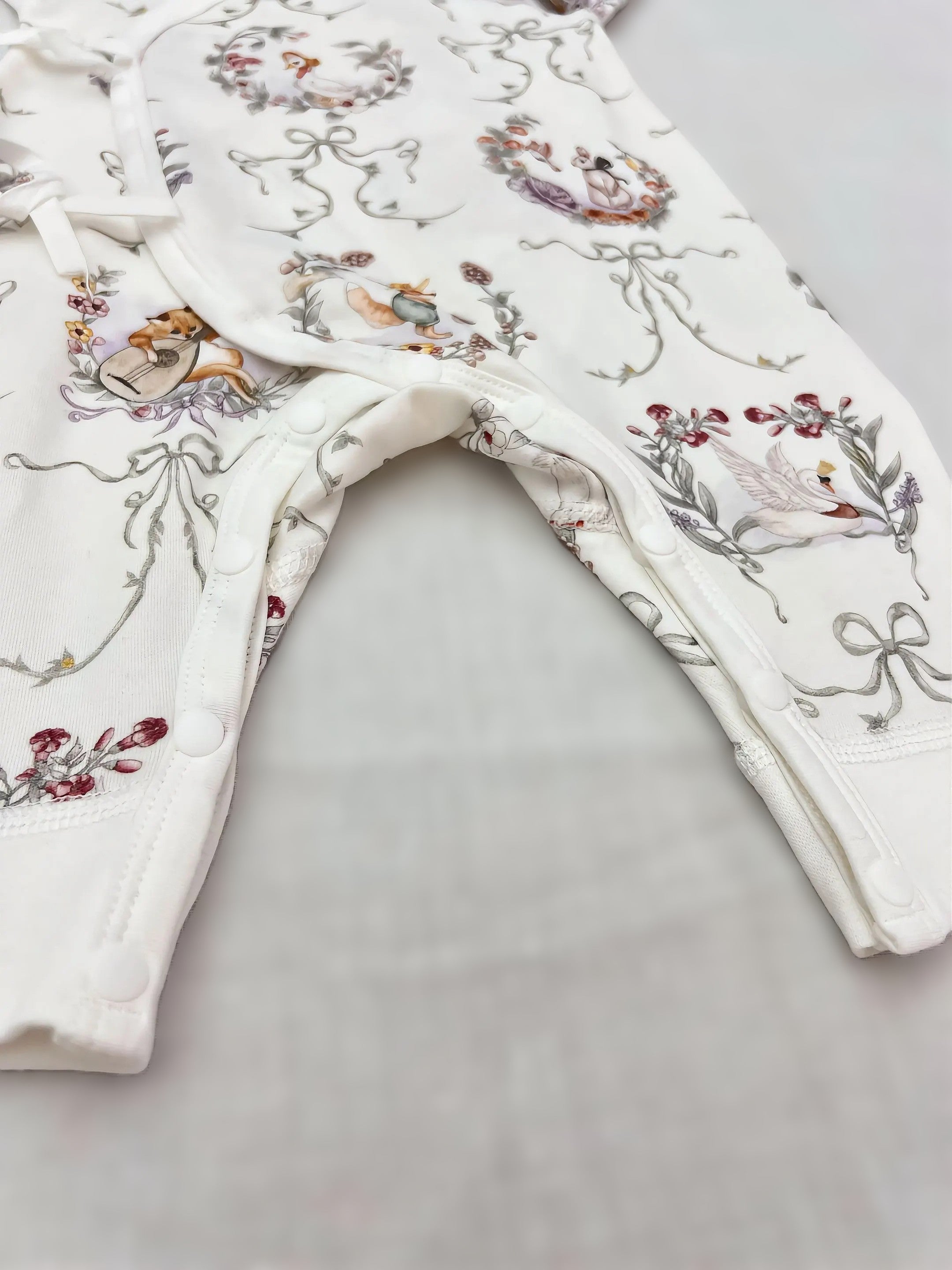 White Flower Double Breasted Cotton Overall