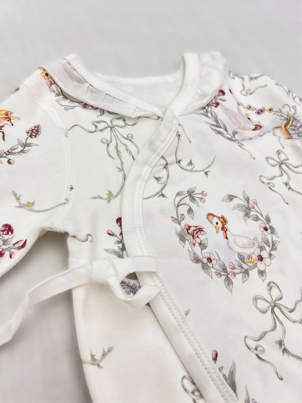 White Flower Double Breasted Cotton Overall