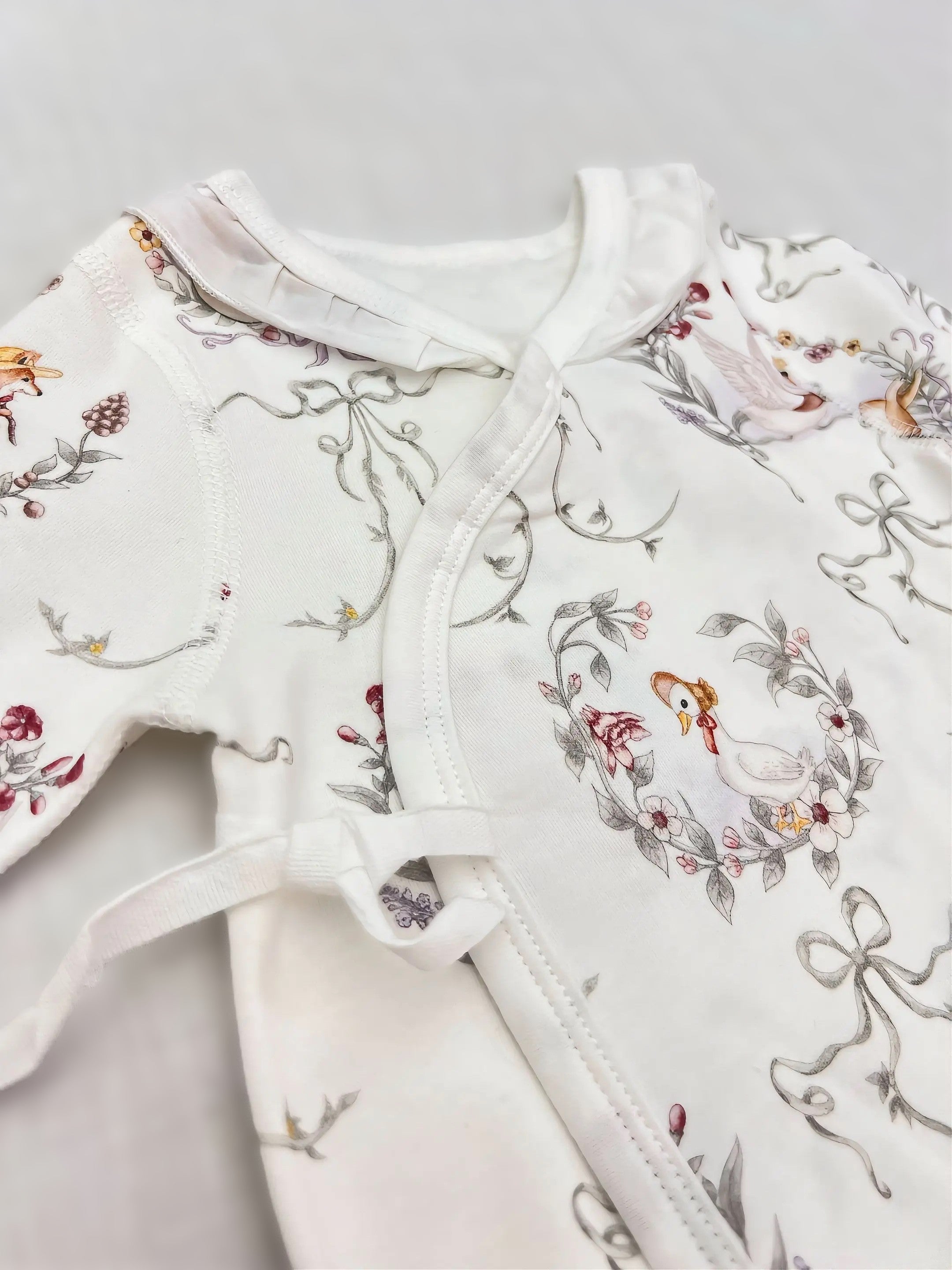 White Flower Double Breasted Cotton Overall