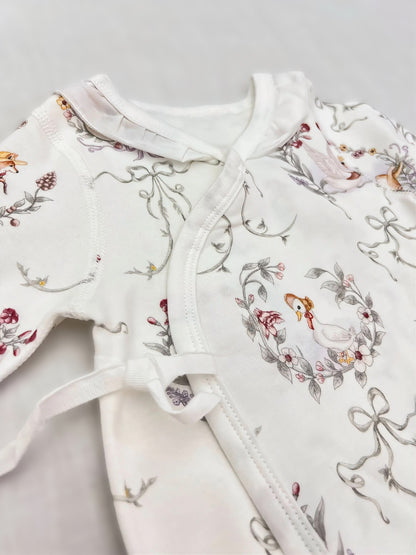 White Flower Double Breasted Cotton Overall