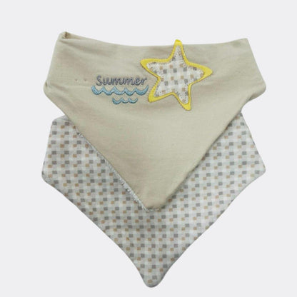 Beige And White Set Of 2 Pieces Cotton Bib - La Farandole Paris