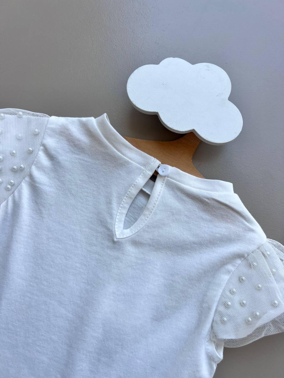 White Pearl Sleeveless T-Shirt - La Farandole Paris