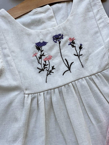 Off-White & Pink Embroidered Summer 2 Pcs Set - La Farandole Paris