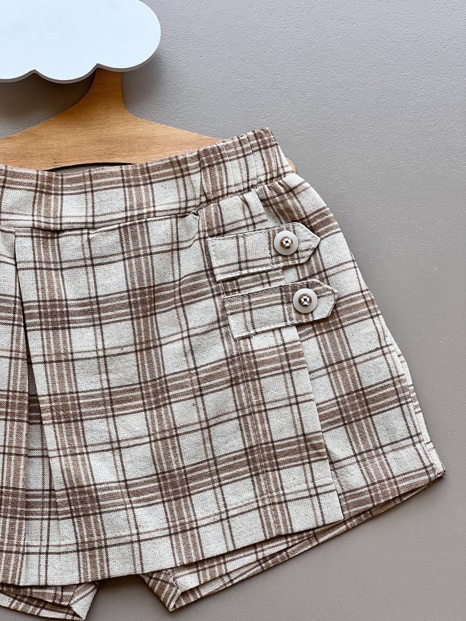 Luna Beige Skirt Short - La Farandole Paris