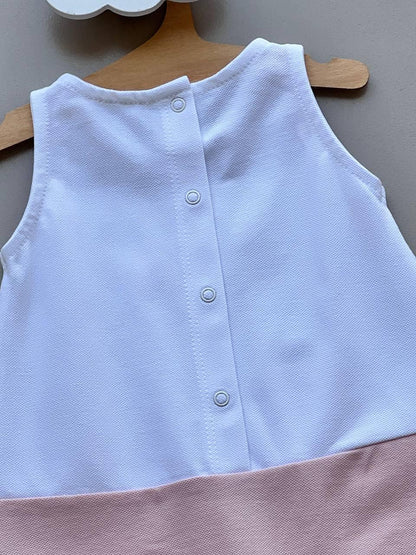 Turtle GOTS™ Certified Organic Cotton White & Pink Romper - La Farandole Paris