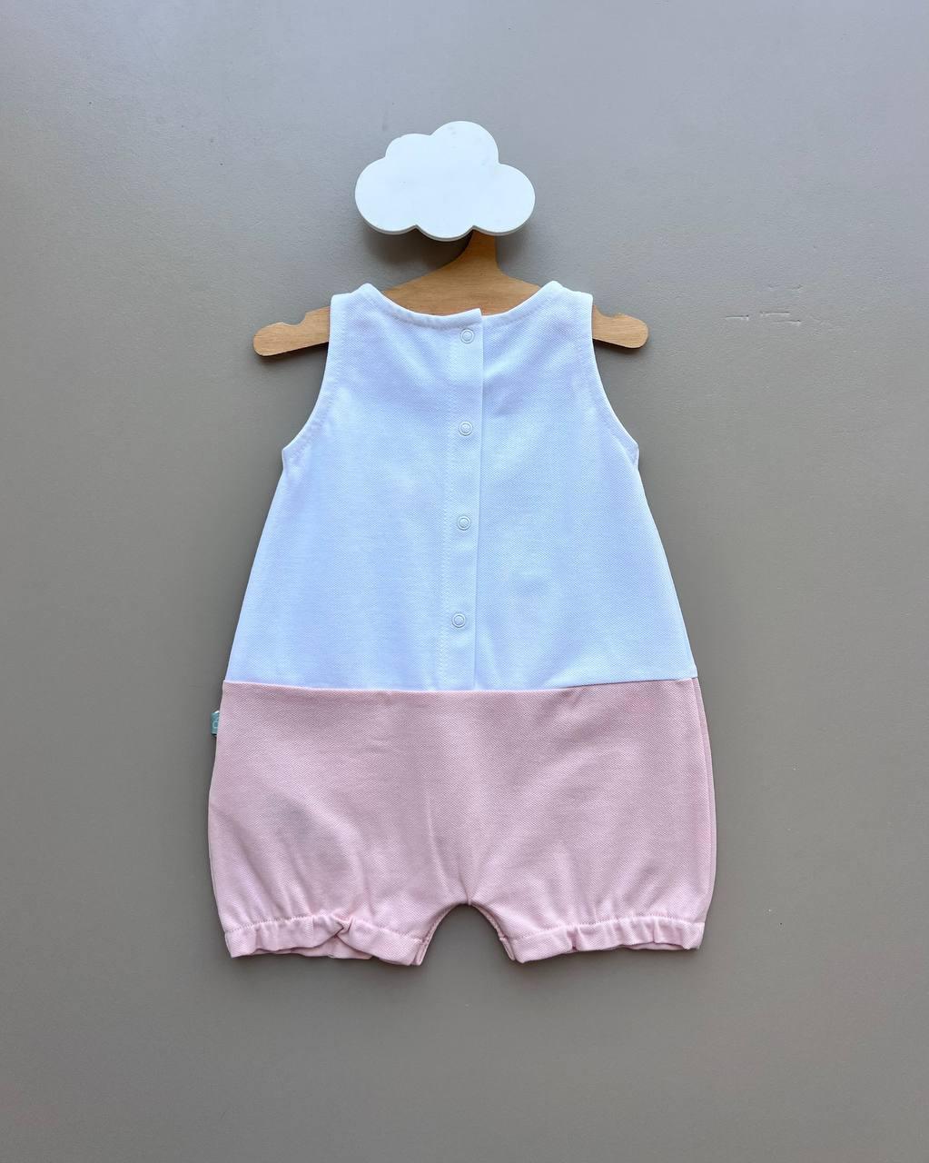 Turtle GOTS™ Certified Organic Cotton White & Pink Romper - La Farandole Paris