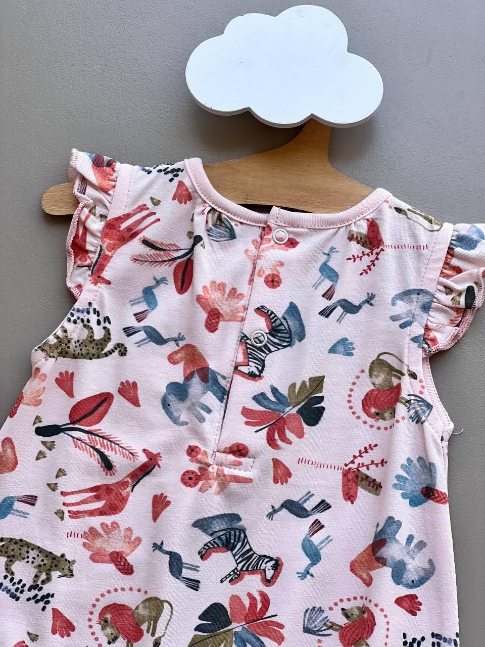 Wild Life GOTS™ Certified Organic Cotton Salmon & Pink 2 Pcs Romper - La Farandole Paris