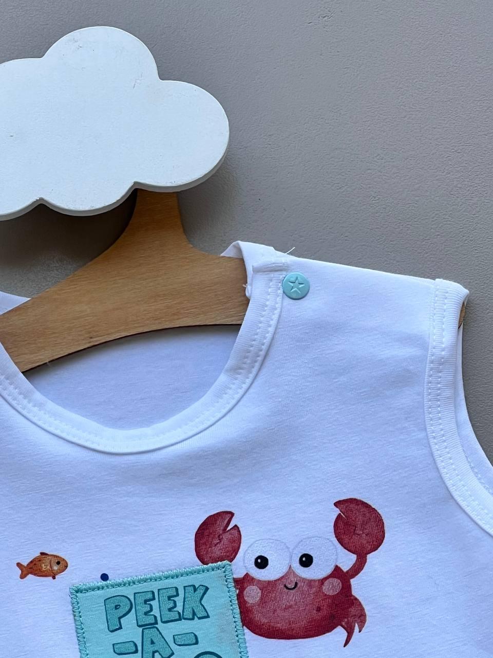 Peek A Boo GOTS™ Certified Organic Cotton White & Mint Romper - La Farandole Paris