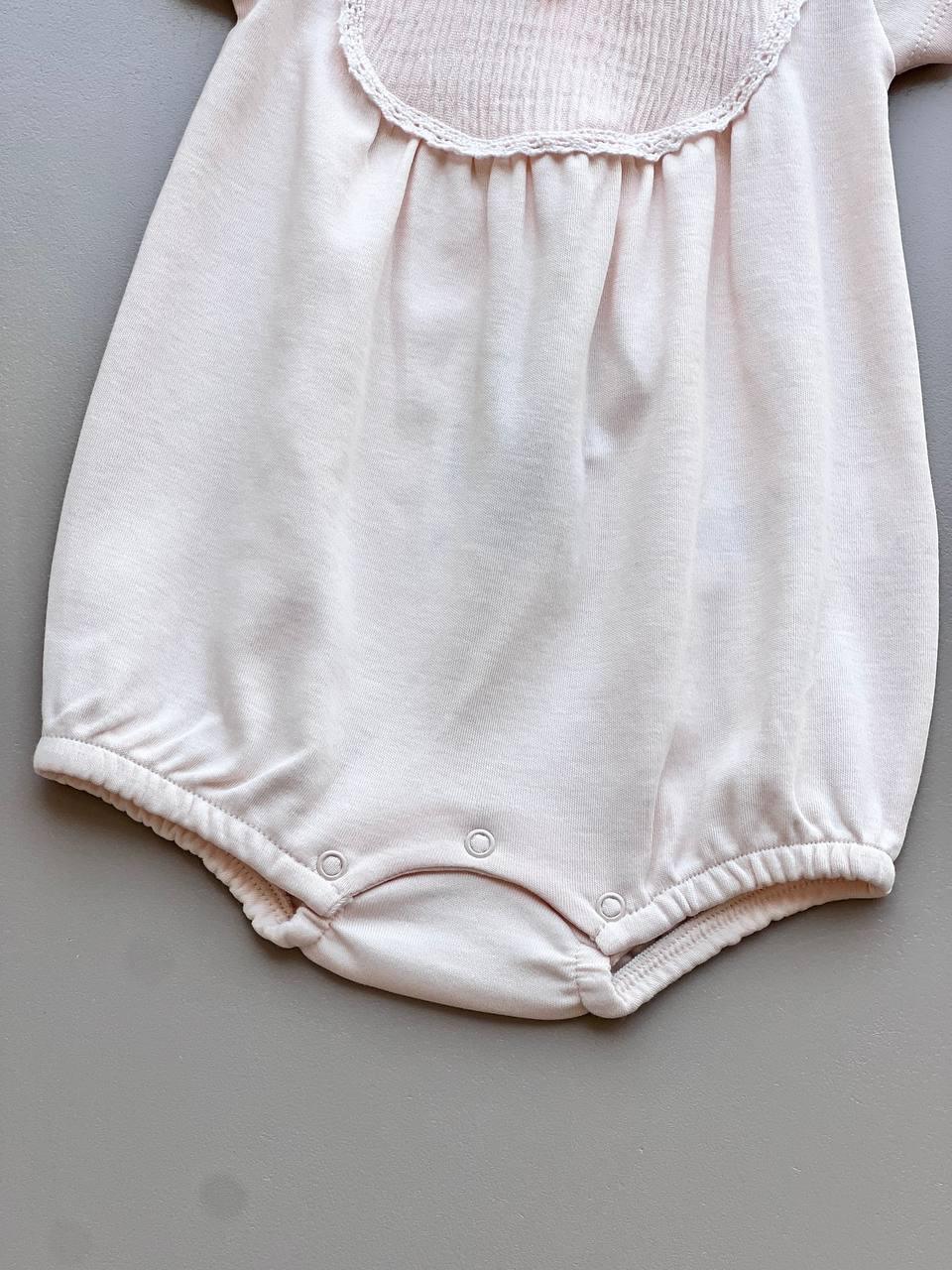 Light Salmon Organic Cotton Summer Romper - La Farandole Paris