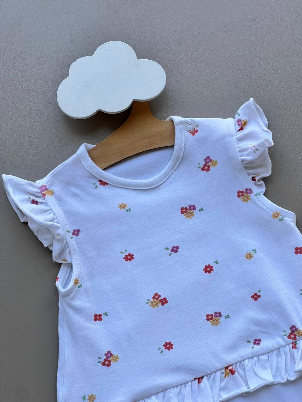 Flami GOTS™ Certified Organic Cotton White Flowers Romper - La Farandole Paris