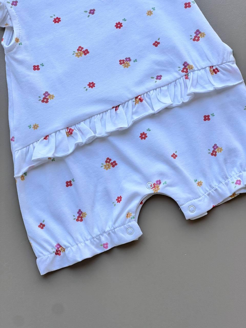 Flami GOTS™ Certified Organic Cotton White Flowers Romper - La Farandole Paris