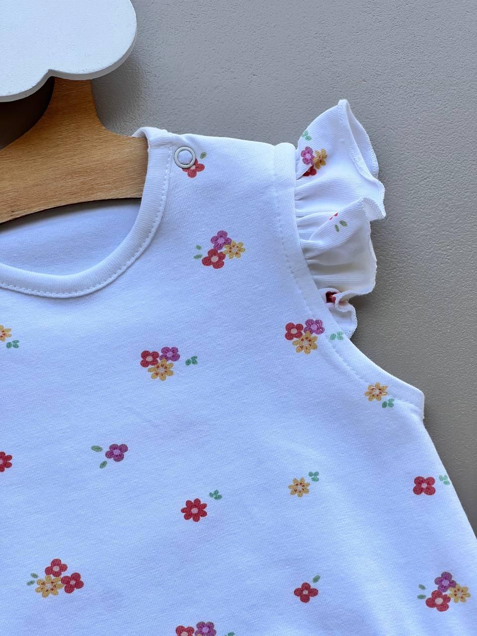 Flami GOTS™ Certified Organic Cotton White Flowers Romper - La Farandole Paris