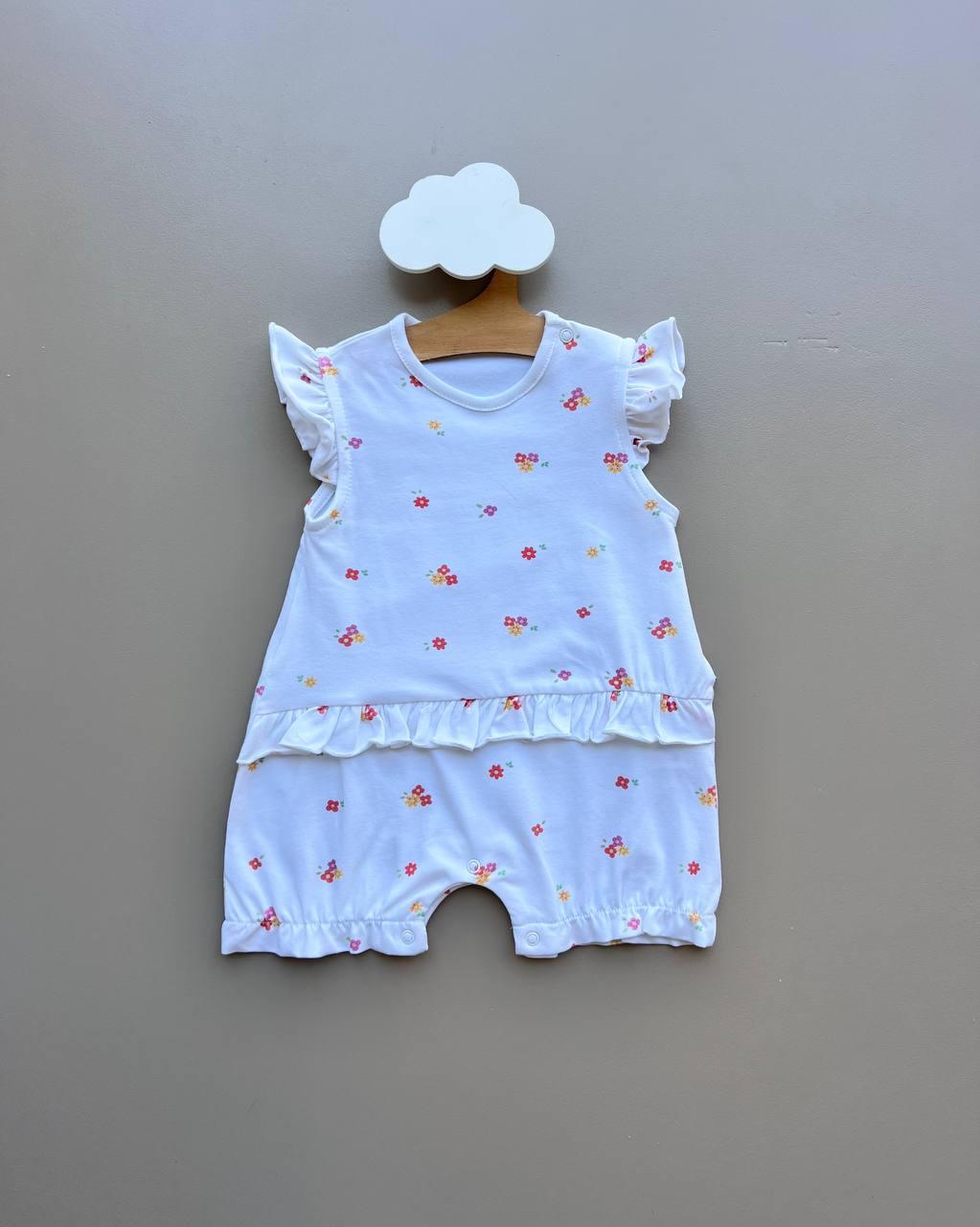 Flami GOTS™ Certified Organic Cotton White Flowers Romper - La Farandole Paris