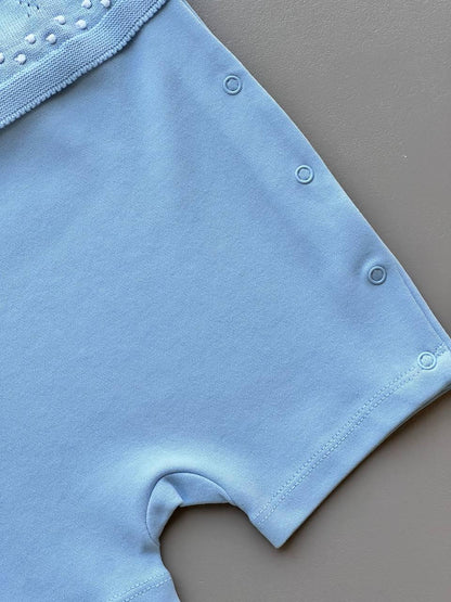 Blue Organic Cotton Summer Romper - La Farandole Paris